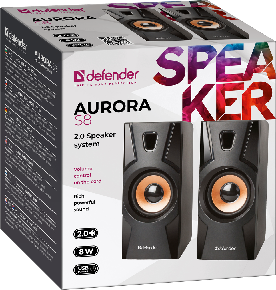 Акустическая система 2.0 Defender Aurora S8 (8W, пластик, питание от USB) 65408 - фото 4 - id-p134322631