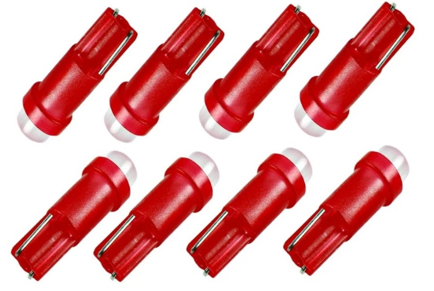 Автомобильная LED лампа Т5 мм пластик 1св (5050) залитый Красный