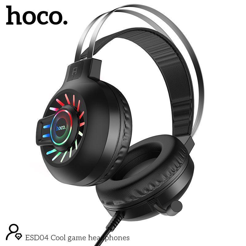 Наушники с микрофоном накладные Игровые HOCO ESD04 (2м, USB+3,5 мм) чёрный