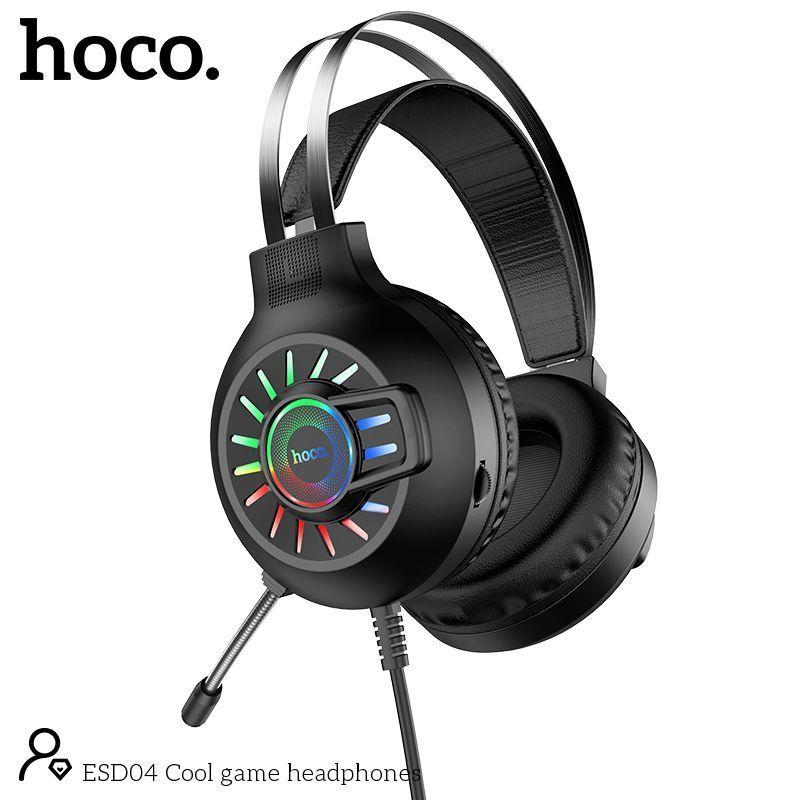 Наушники с микрофоном накладные Игровые HOCO ESD04 (2м, USB+3,5 мм) чёрный - фото 2 - id-p139989662