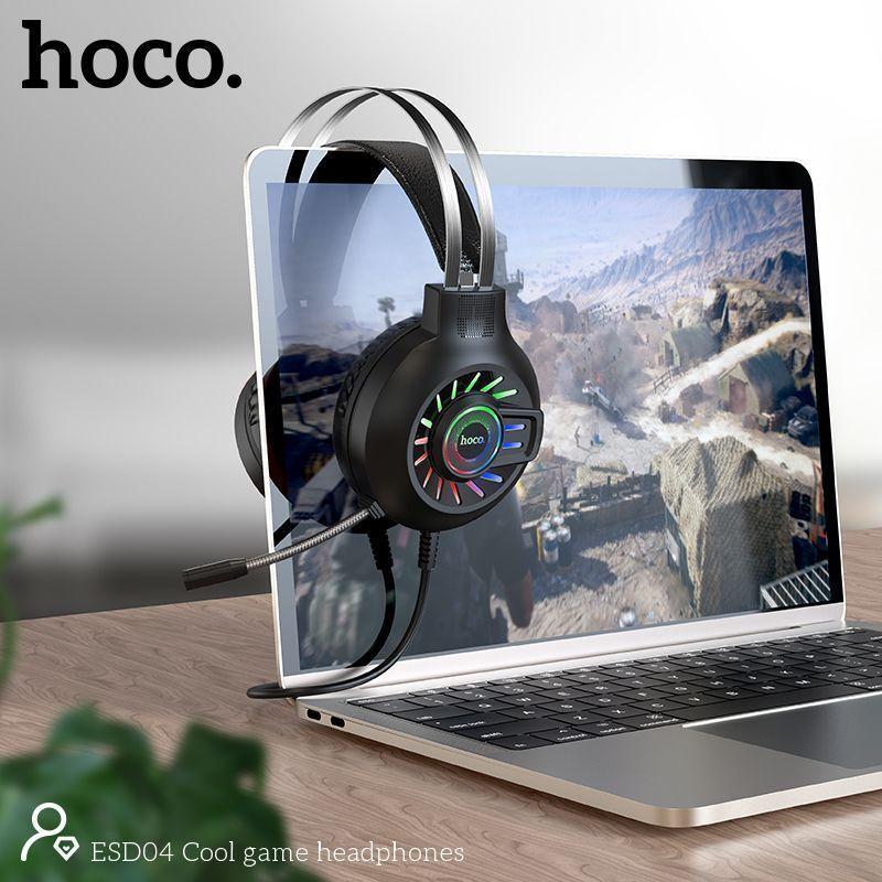 Наушники с микрофоном накладные Игровые HOCO ESD04 (2м, USB+3,5 мм) чёрный - фото 3 - id-p139989662