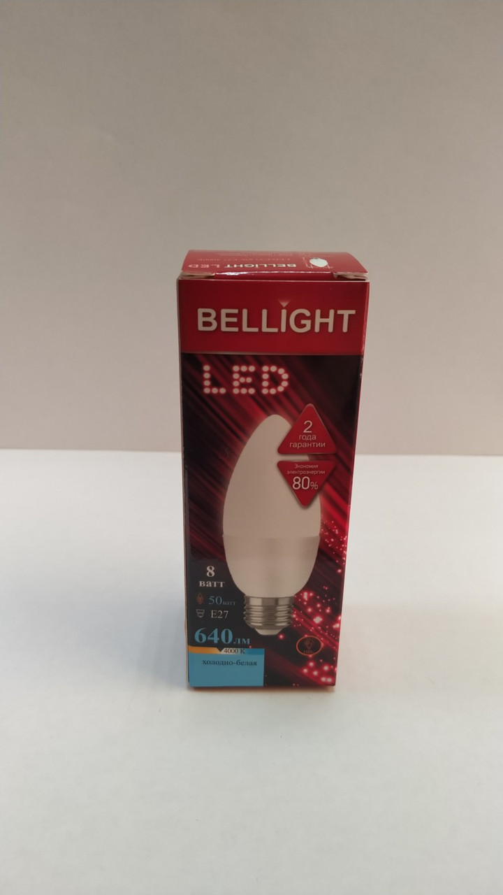 Лампа светодиодная Свеча C37 8W E27 3000K BELLIGHT - фото 1 - id-p108401209