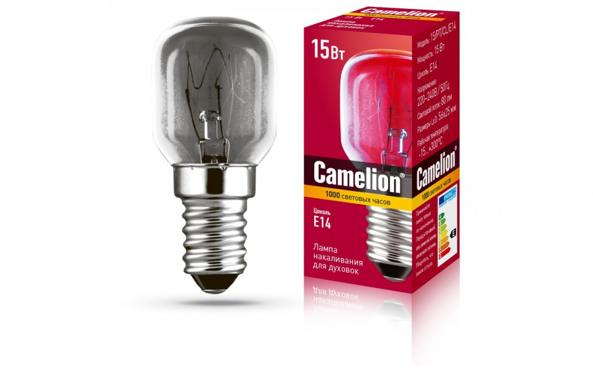 Лампа накаливания для духовки 300C 15W E14 220V Camelion