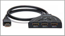 HDMI сумматор с переключателем 1x3 2K/4K