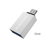 OTG адаптер Micro USB BOROFONE BV2 себристый