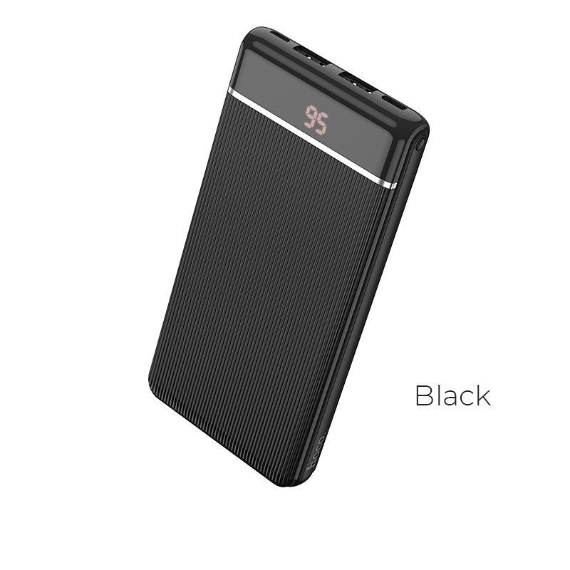 PowerBank HOCO J59 10000mAh цвет: черный (Вход: Micro-USB + Type-C + Lightning, Выход: 2USB 2A) LED - фото 1 - id-p146001790