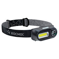 Фонарь налобный с АКБ КОСМОС KocH3WDLith (3W ХРЕ, 3W СОВ, сменный АКБ 1200mAh)