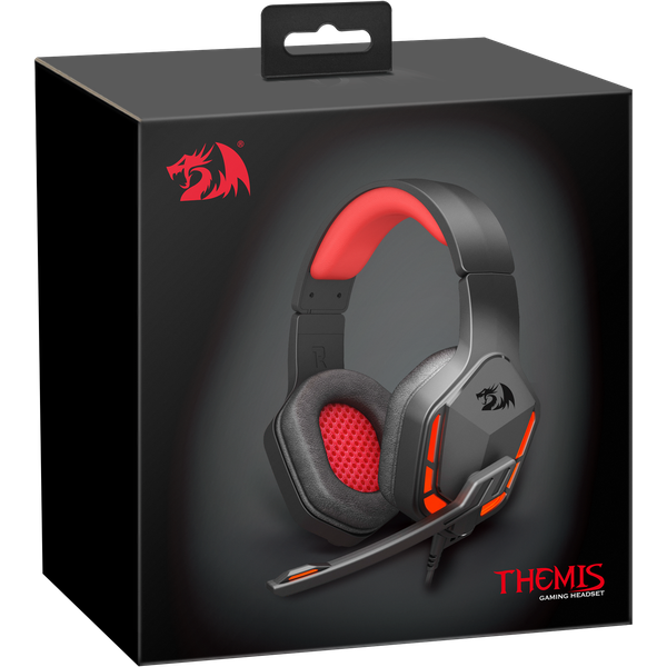 Наушники с микрофоном накладные Игровые Redragon Themis красный + черный 2м 77662 - фото 2 - id-p146006525