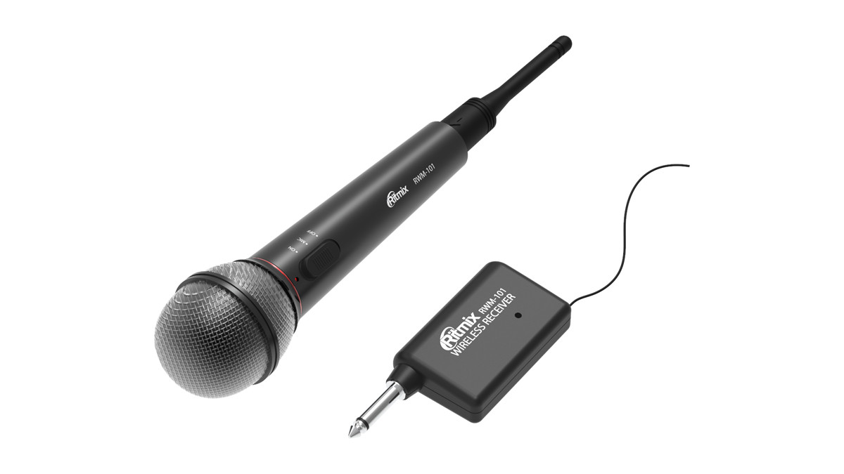 Микрофон беспроводной + кабель RITMIX RWM-101 черный (металл, шнур 5 м.) - фото 1 - id-p146007556