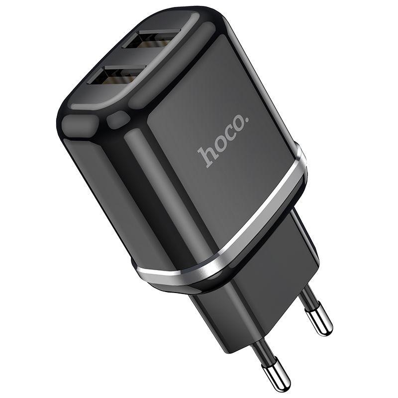 Сетевое зарядное устройство HOCO N4 Aspiring 2xUSB 2.4A Черное - фото 1 - id-p147658008