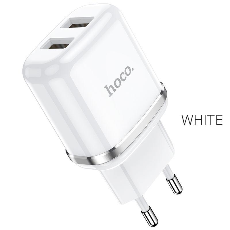 Сетевое зарядное устройство HOCO N4 Aspiring 2xUSB 2.4A Белое - фото 1 - id-p148142873