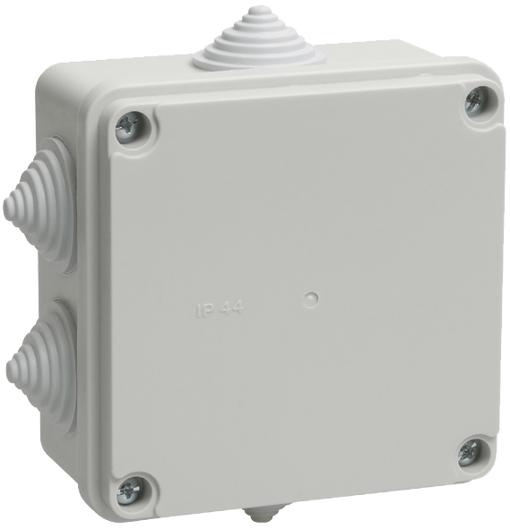 Коробка КМ41234 распаячная для о/п 100х100х50 мм IP55 (RAL7035, 6 гермовводов) / UKO11-100-100-050-K