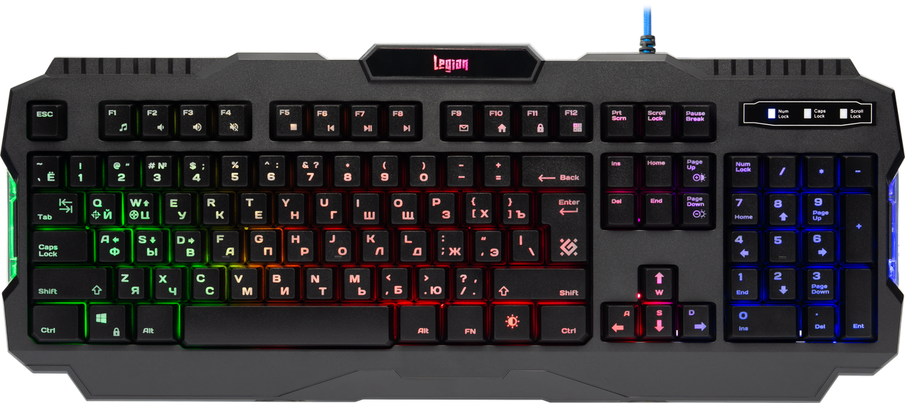 Клавиатура проводная игровая Defender Legion GK-010DL RU,RGB подсветка,19 Anti-Ghost, 45010 - фото 1 - id-p151337253