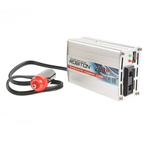 Автомобильный инвертор ROBITON 12V-220V CN200USB 200W с USB выходом - фото 2 - id-p155201649