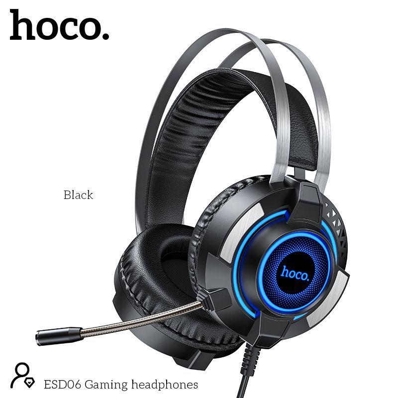 Наушники с микрофоном накладные Игровые HOCO ESD06 (2м, USB+3,5 мм) чёрный - фото 1 - id-p159260919