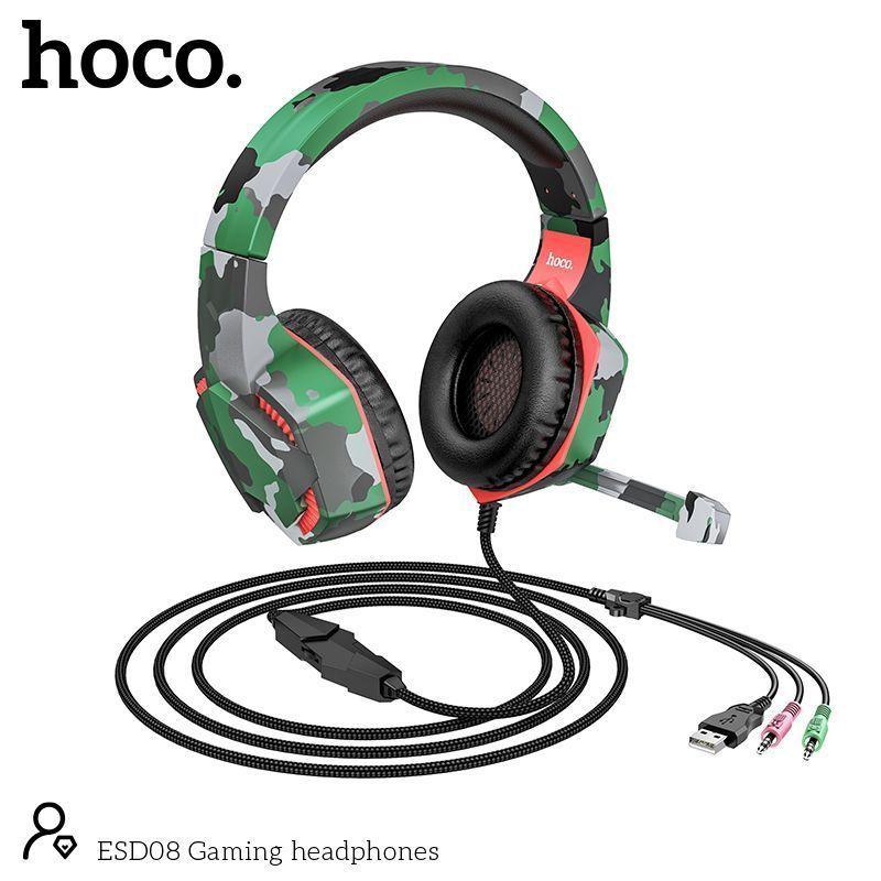 Наушники с микрофоном накладные Игровые HOCO ESD08 (2м, USB+3,5 мм) хаки - фото 3 - id-p159260920