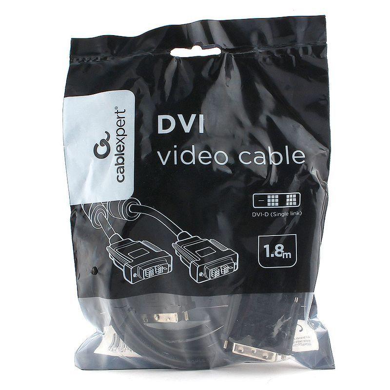 Кабель DVI-D - DVI-D Cablexpert 1,8м (single link, экран. 2феррит. кольца черный) CC-DVIL-BK-6 - фото 2 - id-p163174004