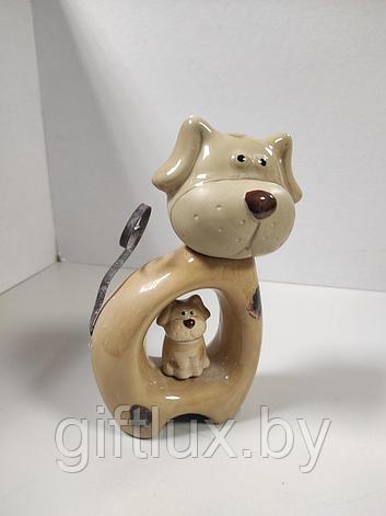 8006 Фигурка Собака со щенком,20*10*5 см,керамика+металл, фото 2