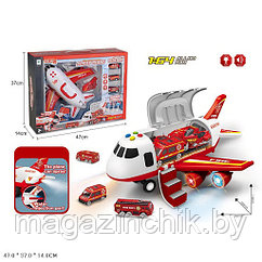 Самолет пожарный с машинками и знаками, дым, звук, свет 660-A313