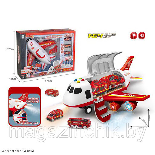 Самолет пожарный с машинками и знаками, дым, звук, свет 660-A313 - фото 1 - id-p164343264