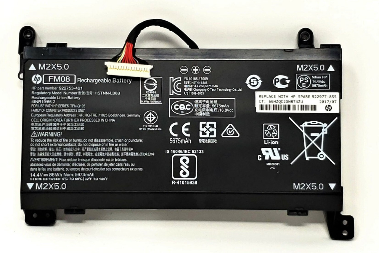 Оригинальный аккумулятор (батарея) для ноутбука HP Omen 17-AN013TX (FM08) 12Pin 14.4V 5700mAh