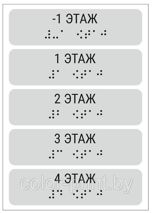 Компл. тактильных наклеек с шрифтом Брайля "Номер этажа" на поручни серебристый