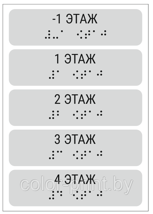 Компл. тактильных наклеек с шрифтом Брайля "Номер этажа" на поручни серебристый - фото 1 - id-p164365151