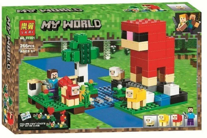 Детский конструктор Майнкрафт ферма Minecraft My World 11361 Шерстяная ферма аналог лего Lego серия деревня - фото 2 - id-p164410663