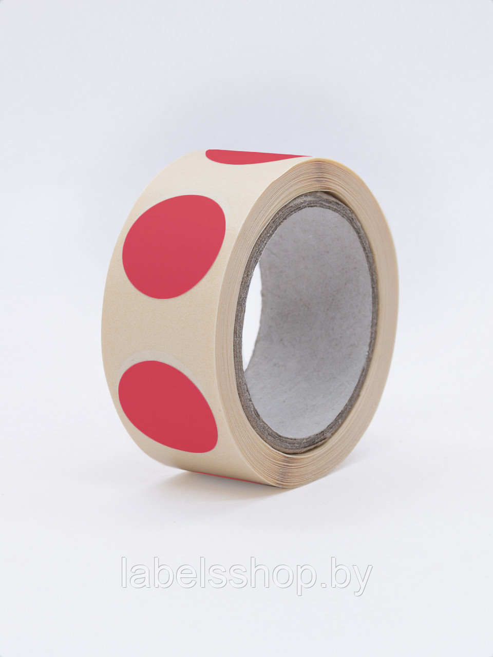 Круглые самоклеящиеся наклейки / этикетки в виде круга (D 20 мм), цвет красный, 300 шт в ролике. - фото 3 - id-p164420163