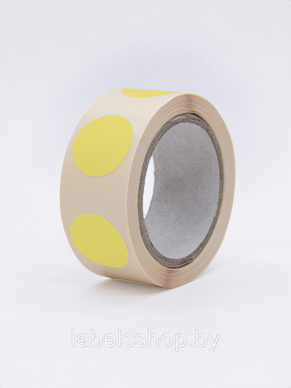 Круглые самоклеящиеся наклейки / этикетки в виде круга (D 20 мм), цвет желтый, 300 шт в ролике. - фото 3 - id-p164421252