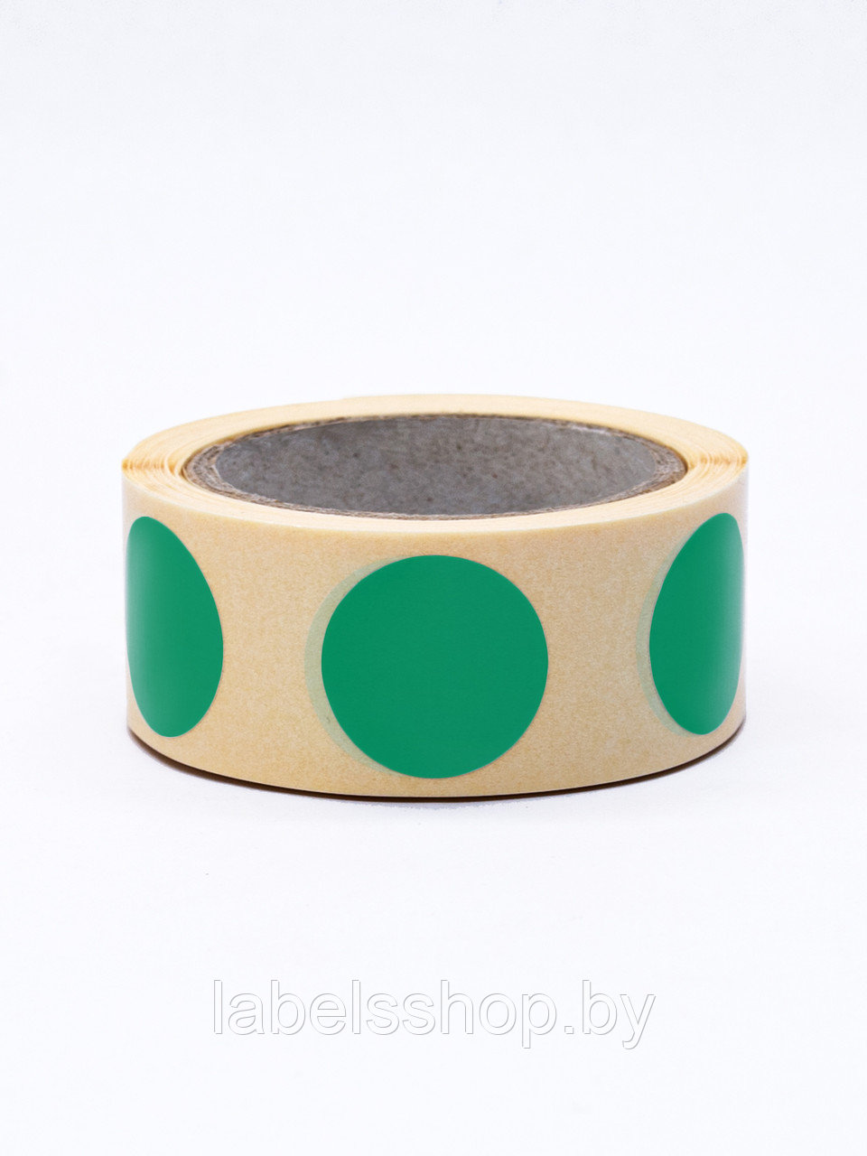 Круглые самоклеящиеся наклейки / этикетки в виде круга (D 20 мм), цвет зеленый, 300 шт в ролике. - фото 2 - id-p164421862
