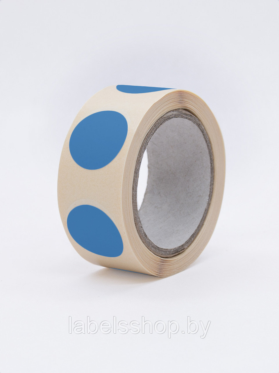 Круглые самоклеящиеся наклейки / этикетки в виде круга (D 20 мм), цвет синий, 300 шт в ролике. - фото 3 - id-p164422633