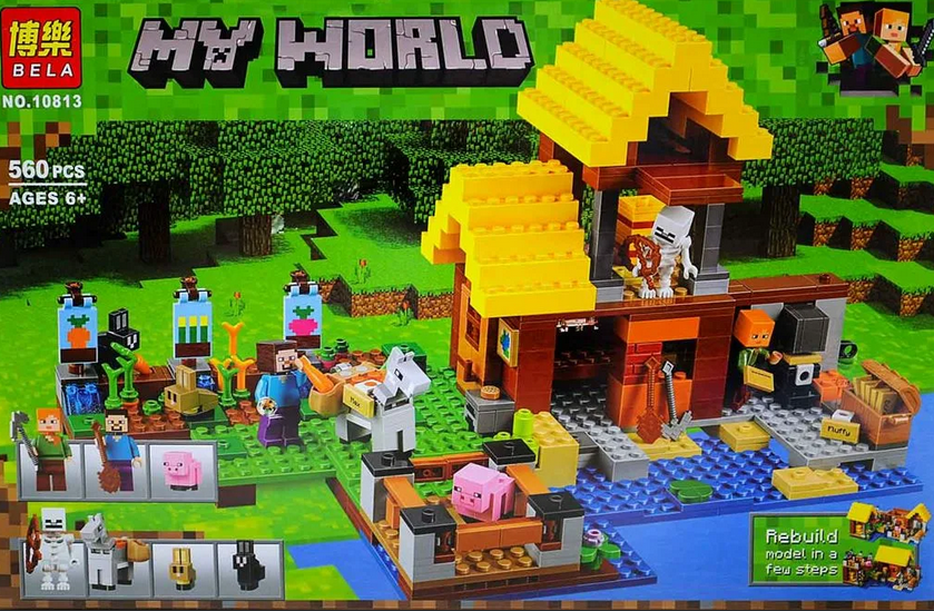 Детский конструктор Майнкрафт ферма Minecraft My World 10813 Фермерский коттедж аналог лего Lego серия деревня - фото 3 - id-p164434925