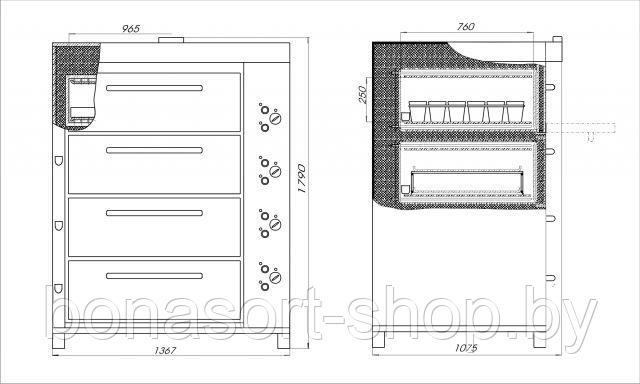 Печь хлебопекарная Восход ХПЭ-750/4С (со стеклянными дверьми, В713) - фото 2 - id-p164451185