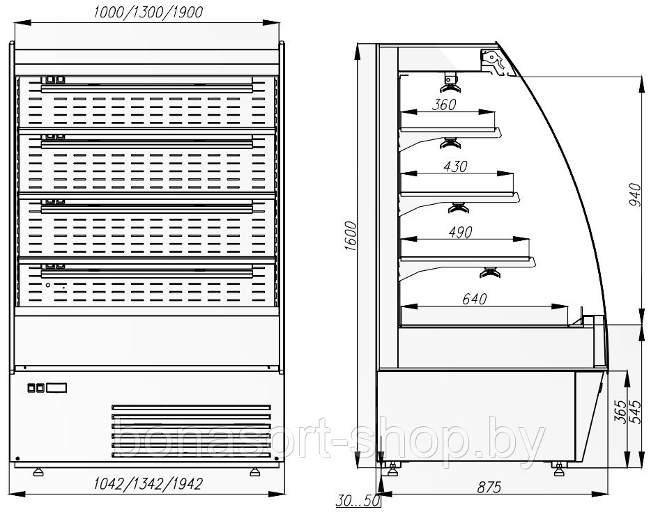 Тепловая витрина Полюс Carboma 1600/875 BT-1,3 (тонированный cтеклопакет) - фото 3 - id-p164446612