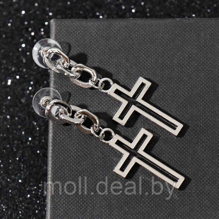 Серьги металл "Богиня" крестики, цвет чёрный в серебре - фото 1 - id-p163985021