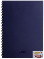 Тетрадь А4 OfficeSpace Base, 48 листов, на гребне, обложка пластиковая, синяя