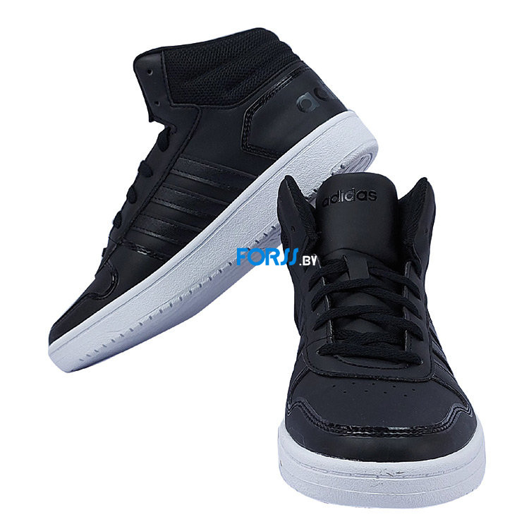 Кроссовки Adidas HOOPS 2.0 MID (Black-white) - фото 3 - id-p164473593