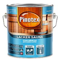 Лак для бани и сауны PINOTEX Lacker Sauna (пинотекс лакер сауна) ПОЛУМАТОВЫЙ (20) 2,7л