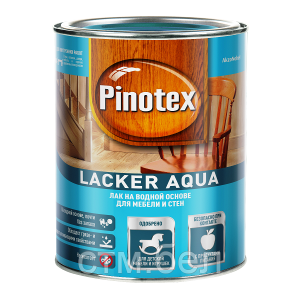 Лак для дерева на водной основе PINOTEX Lacker Aqua (пинотекс лакер аква) ГЛЯНЦЕВЫЙ (70) 1л - фото 1 - id-p114478526