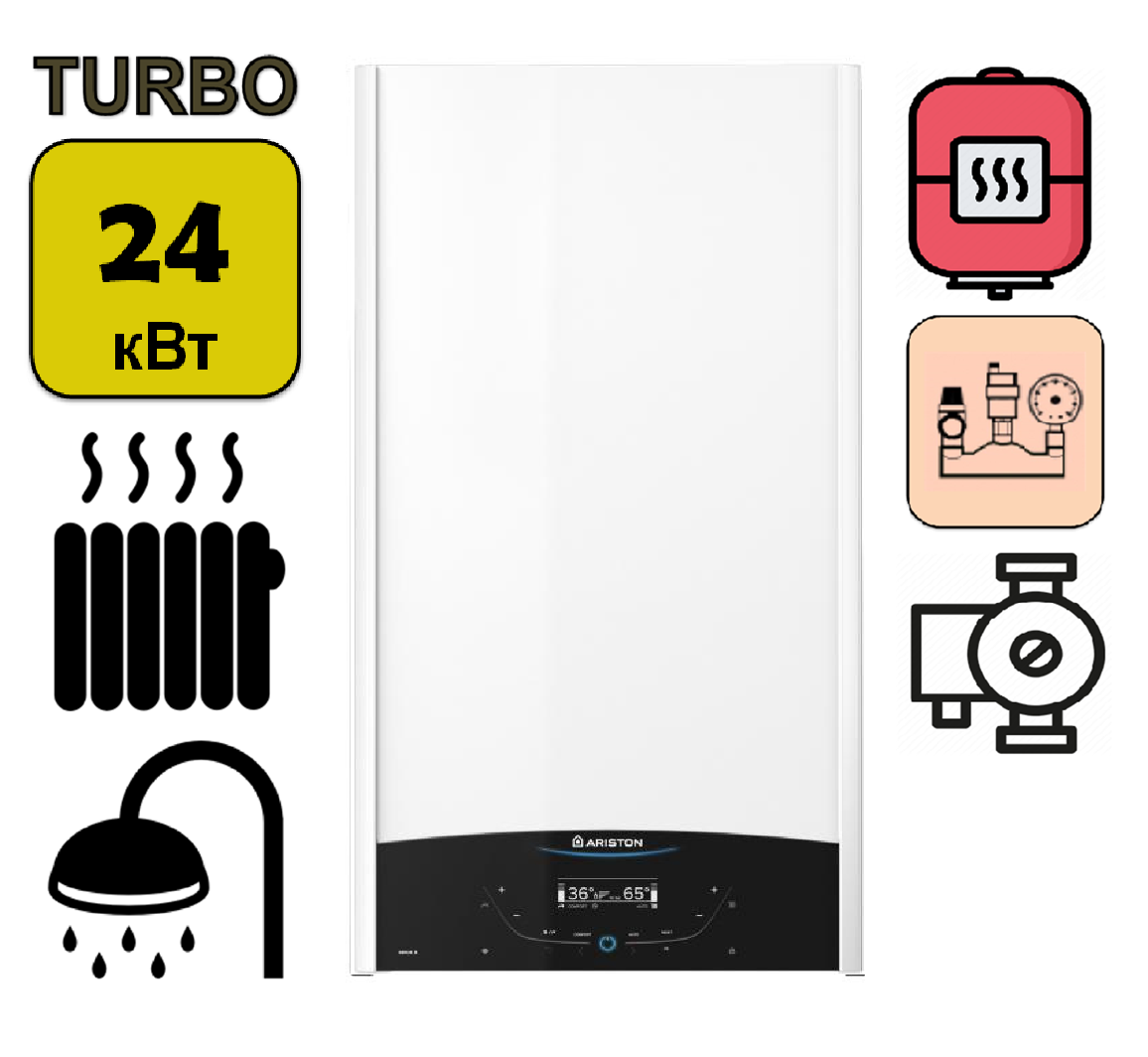 Турбированный газовый котел Ariston GENUS Х 24 FF NG (двухконтурный)