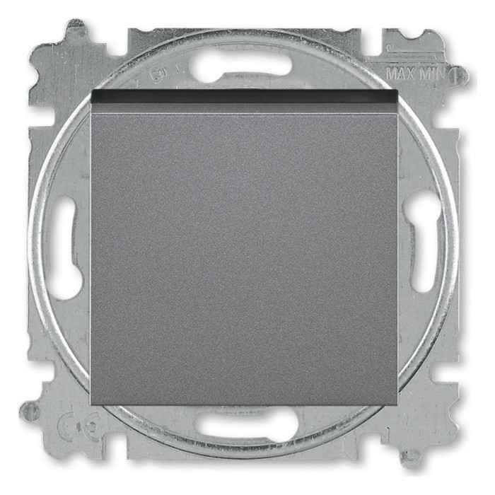 Выключатель кнопочный одноклавишный ABB Levit, сталь / дымчатый чёрный - фото 1 - id-p164441111