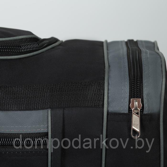 Сумка спортивная, 3 отдела на молниях, наружный карман, длинный ремень, цвет чёрный/серый - фото 3 - id-p164515165