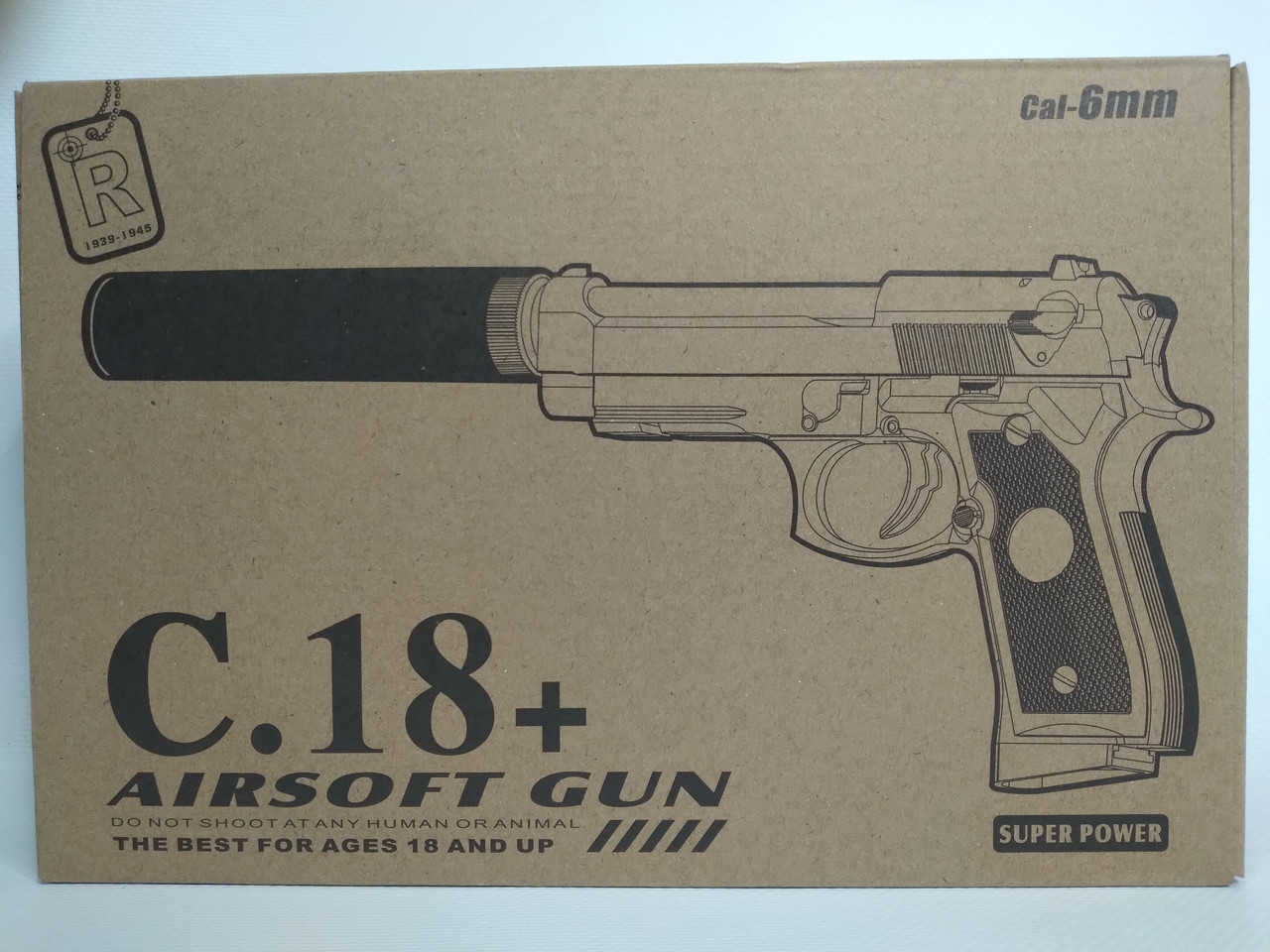 Пистолет игрушечный пневматический металлический Airsoft Gun С.18+