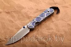 Нож Large Sebenza 21 Computer Generated Graphic "Hex" Blue