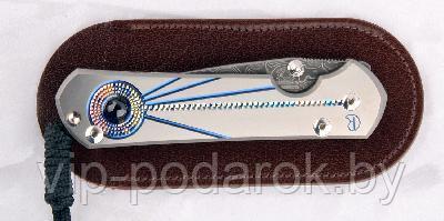 Нож Lg. Sebenza 21 Unique Graphics Raindrop Damascus Blue Sapphire Cabochon - фото 1 - id-p164515527