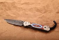 Нож Large Sebenza 21 Unique Graphics, Devin Thomas Stainless Damascus, Basket Weave Pattern