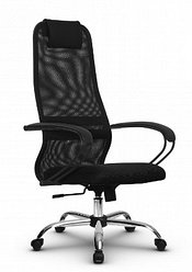 Офисное кресло METTA  SU-1 BP хром для работы в офисе и дома, стул SU-1 BP CH комплект 0 сетка (черная)