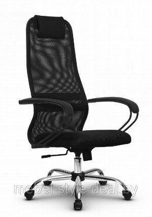 Офисное кресло METTA SU-1 BP хром для работы в офисе и дома, стул SU-1 BP CH комплект 0 сетка (черная) - фото 1 - id-p31864661