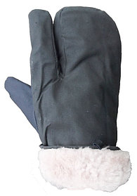 Армейские рукавицы "черные" трехпалые (натуральная овчина).